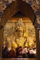 11-The gold Buddha image in the Mahamuni Pagoda